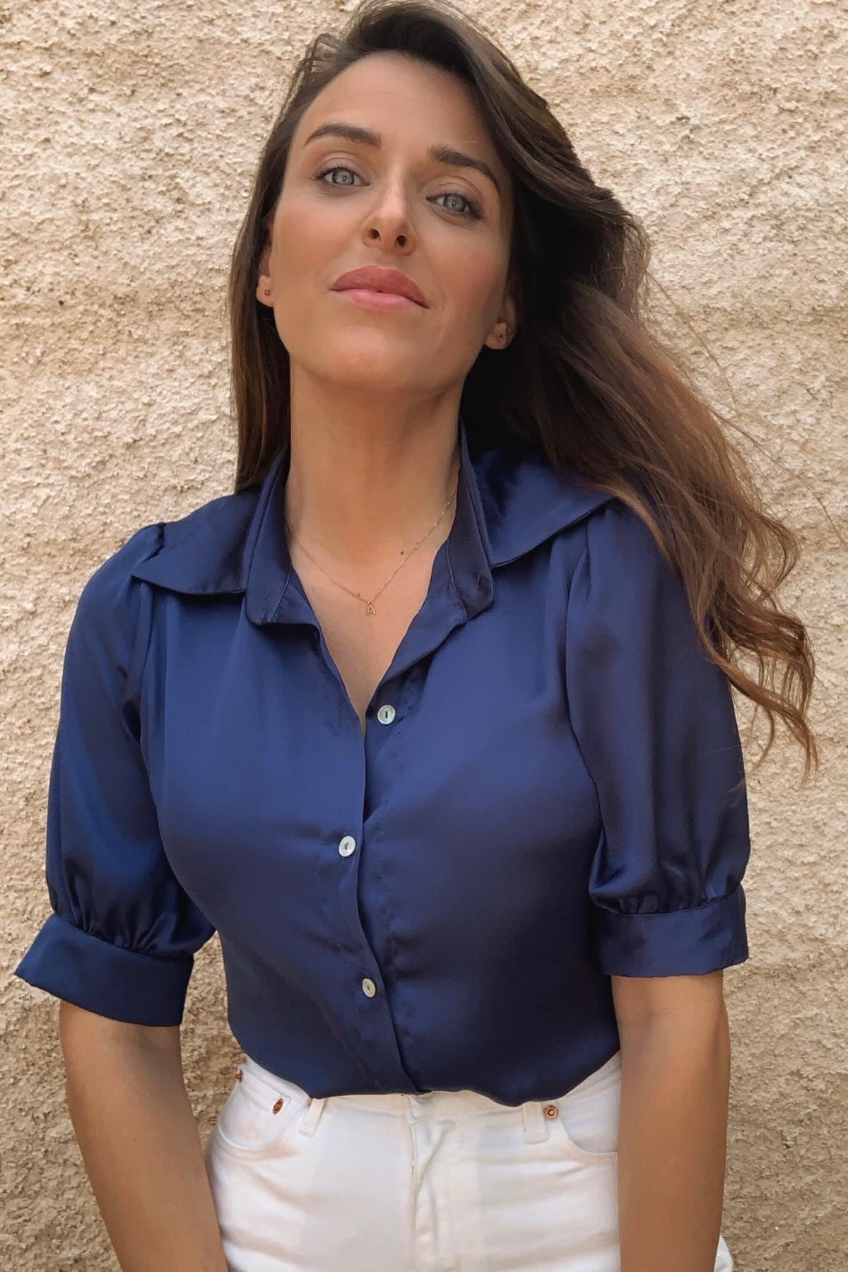 CAMISA SATEN AZUL