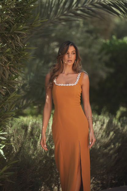 VESTIDO MARGARITA MOSTAZA