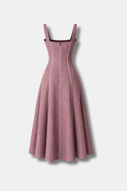 VESTIDO FLORA LINO BERENJENA