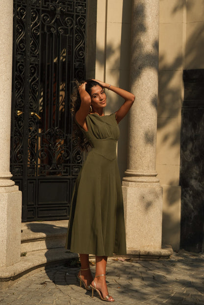 VESTIDO GENOVEVA VERDE KAKI
