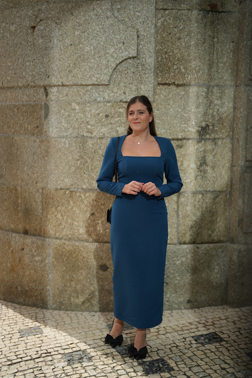 VESTIDO SELINA AZUL PETRÓLEO