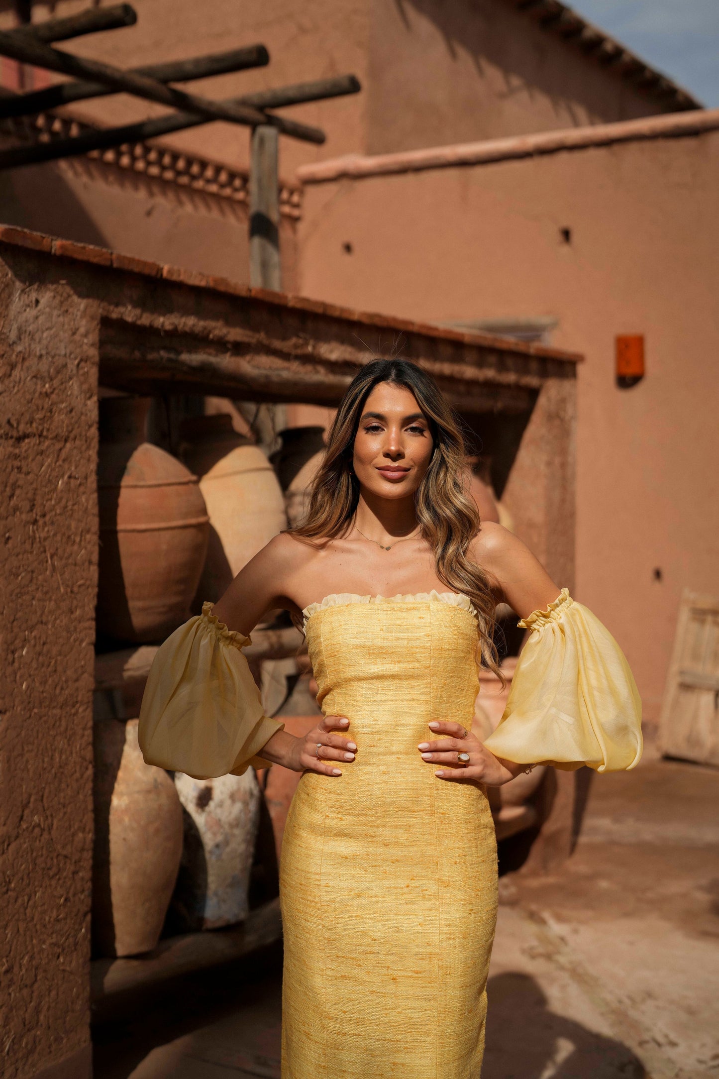 VESTIDO ESMERALDA AMARILLO SEDA