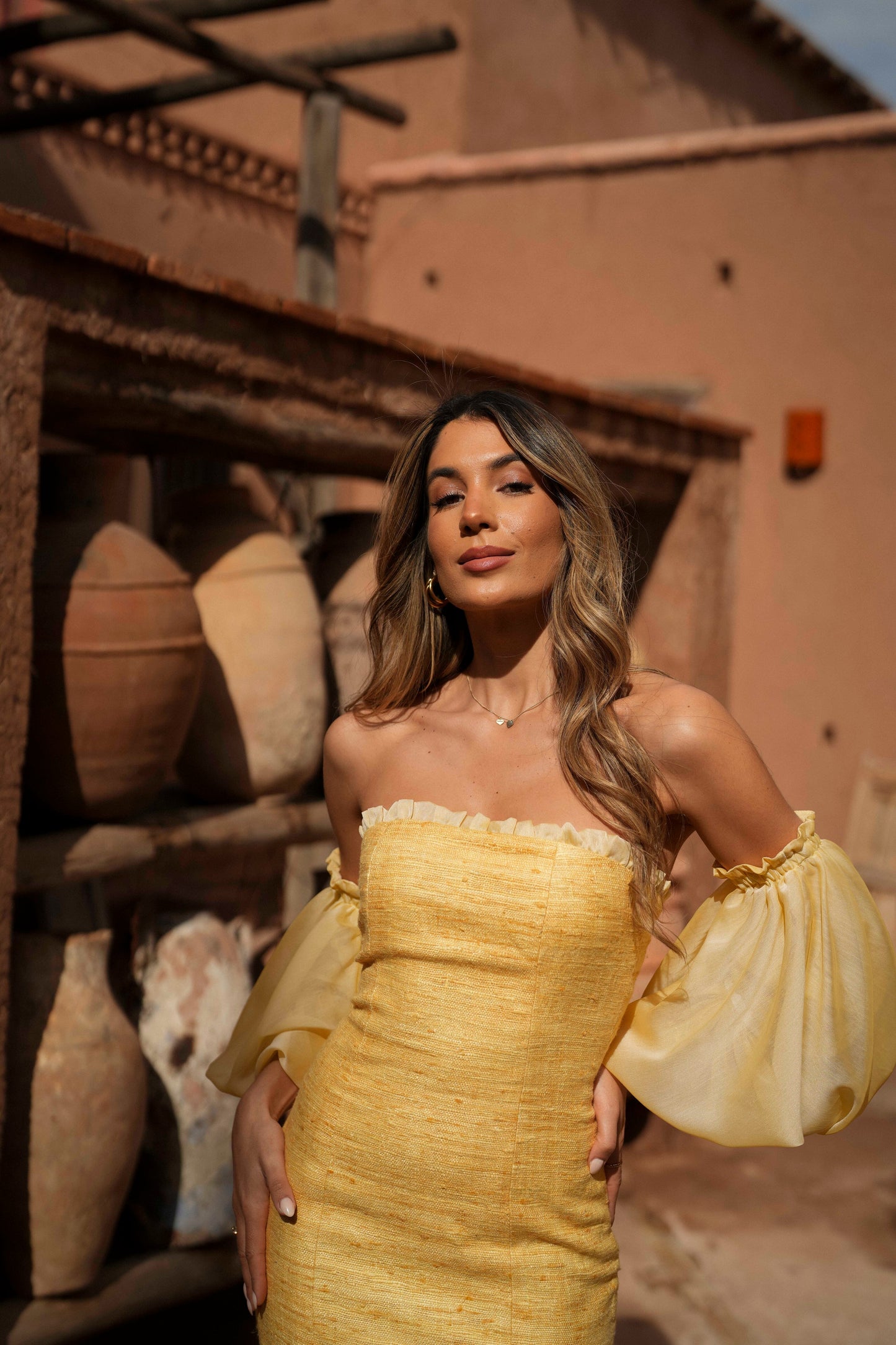 VESTIDO ESMERALDA AMARILLO SEDA