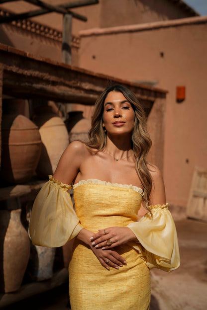 VESTIDO ESMERALDA AMARILLO SEDA