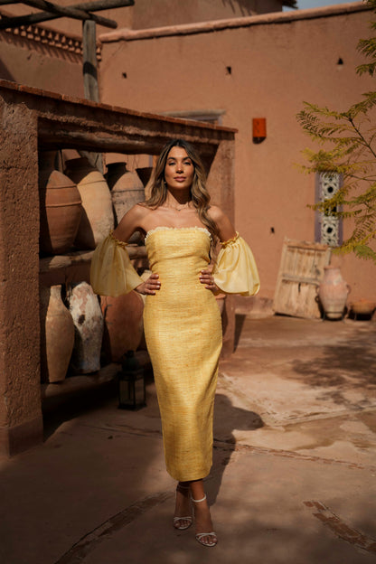 VESTIDO ESMERALDA AMARILLO SEDA