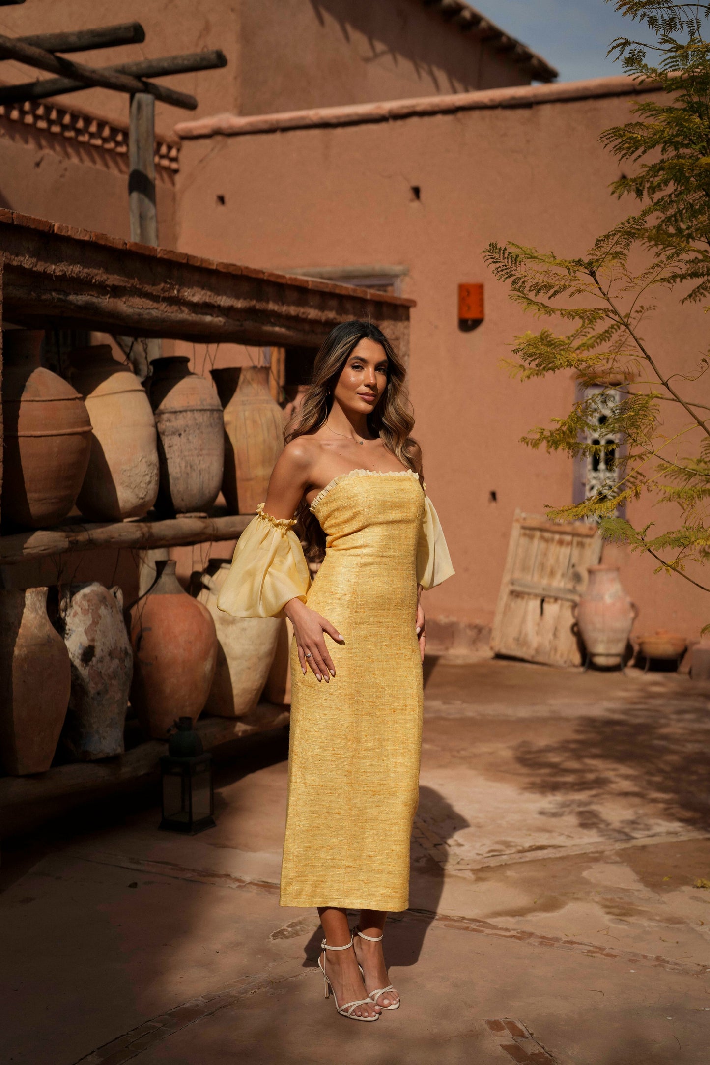 VESTIDO ESMERALDA AMARILLO SEDA
