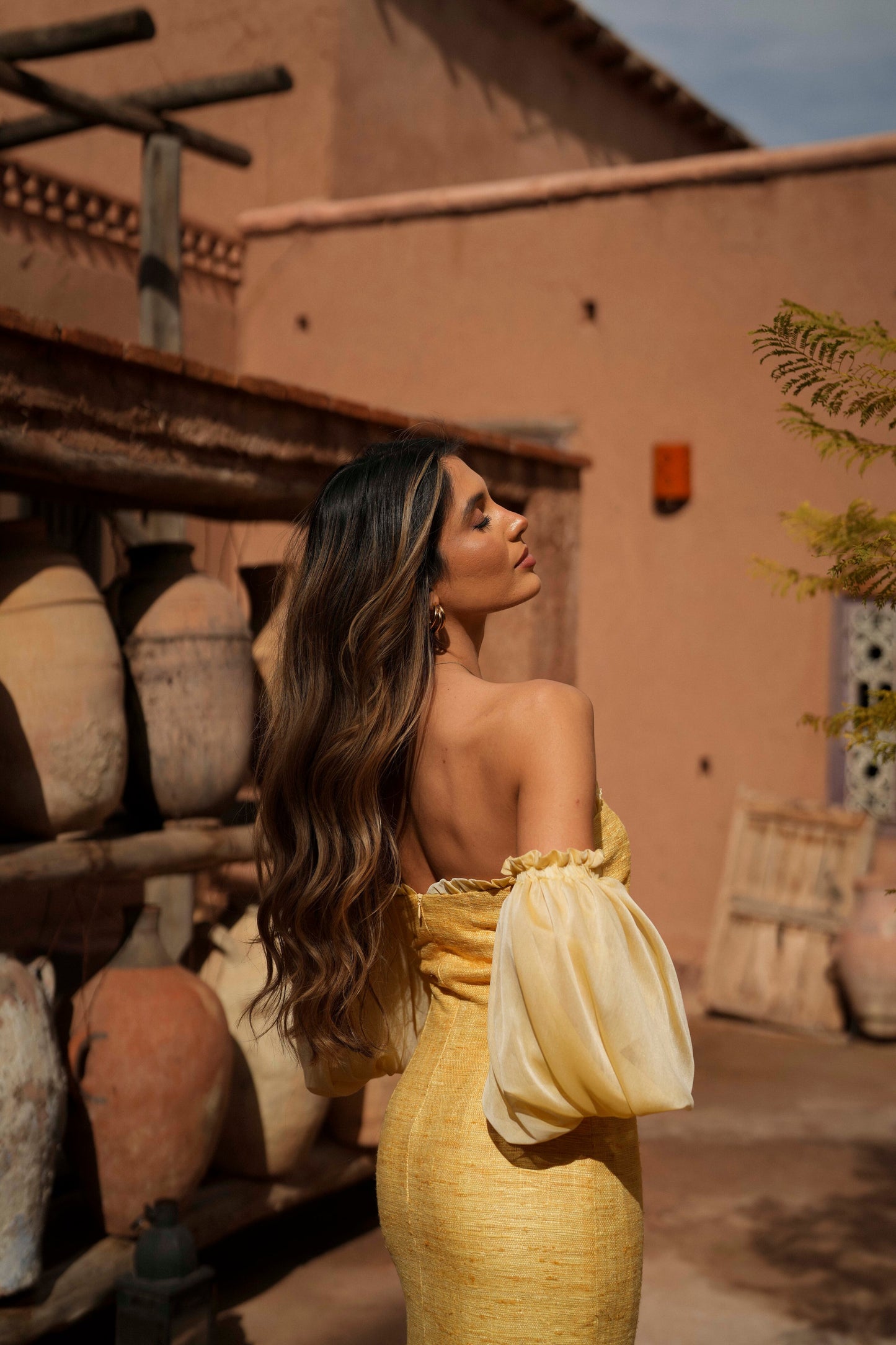VESTIDO ESMERALDA AMARILLO SEDA