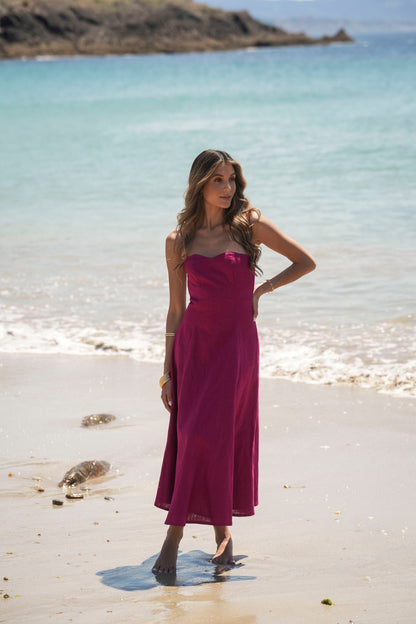 VESTIDO VEGA LINO CEREZA