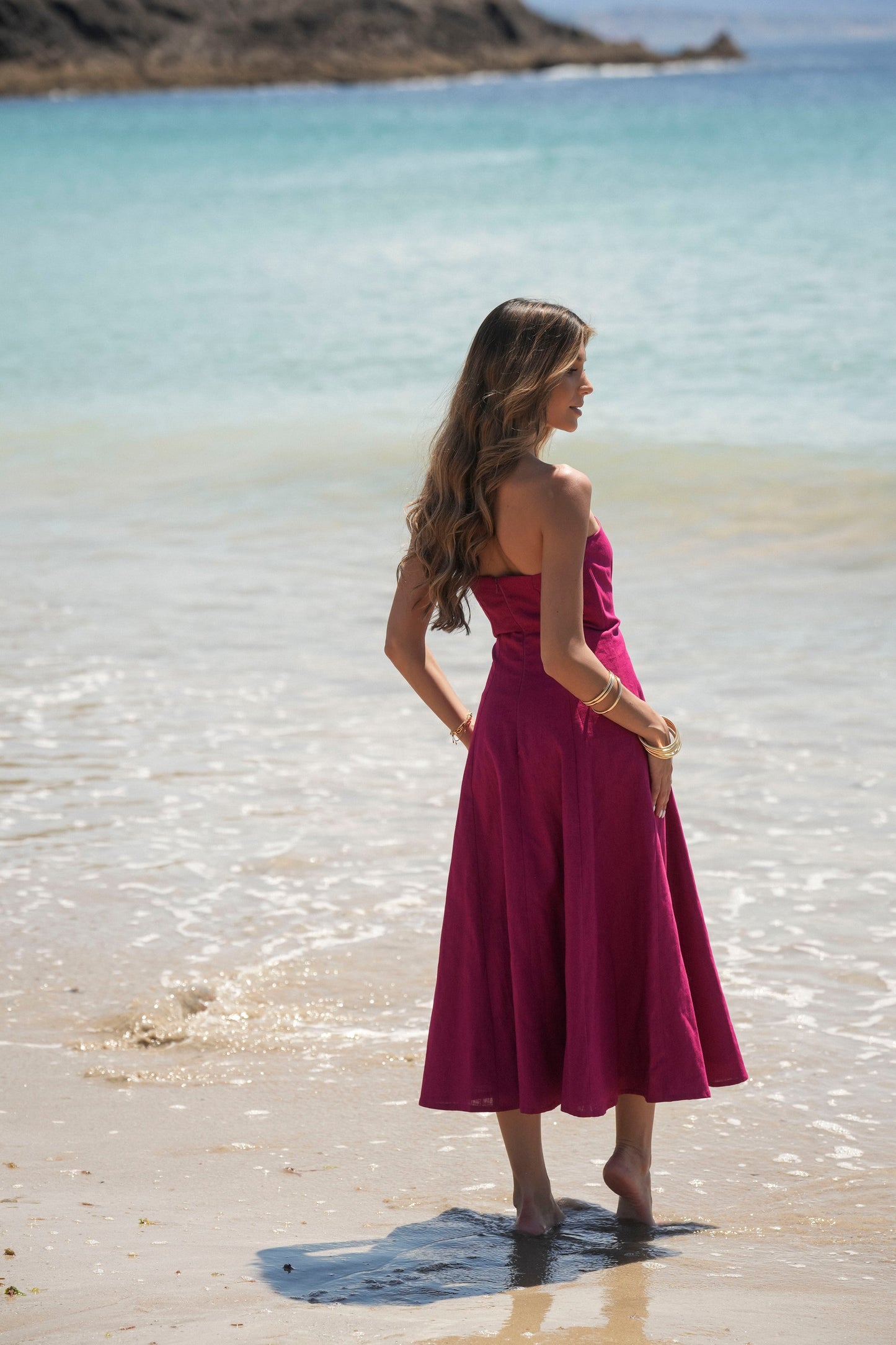 VESTIDO VEGA LINO CEREZA