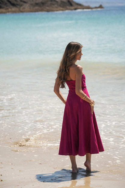 VESTIDO VEGA LINO CEREZA