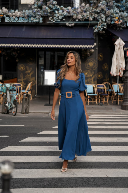 VESTIDO CAMILLE AZUL PETRÓLEO