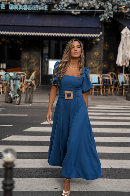 VESTIDO CAMILLE AZUL PETRÓLEO