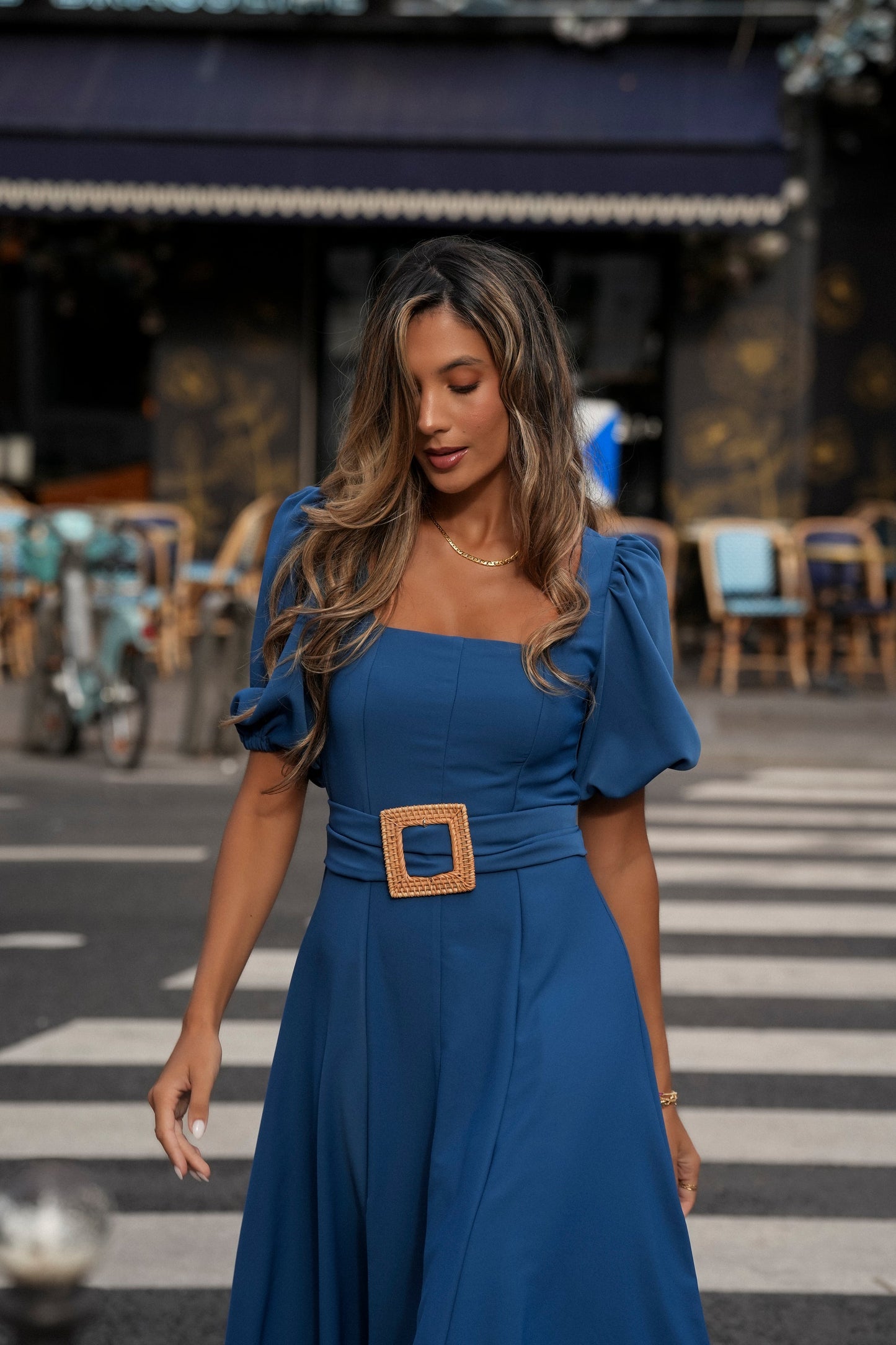 VESTIDO CAMILLE AZUL PETRÓLEO