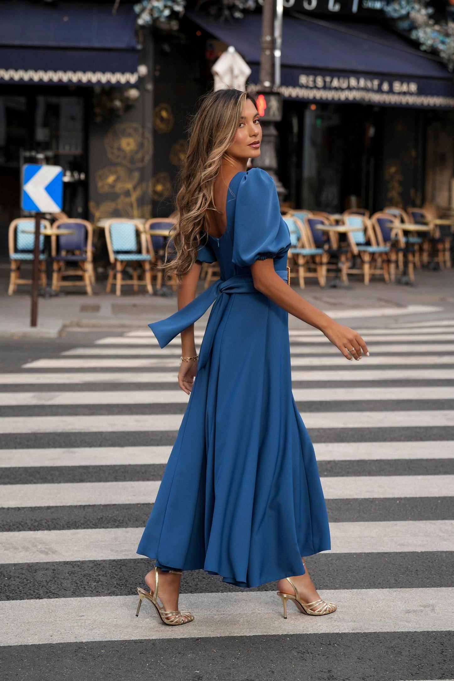 VESTIDO CAMILLE AZUL PETRÓLEO