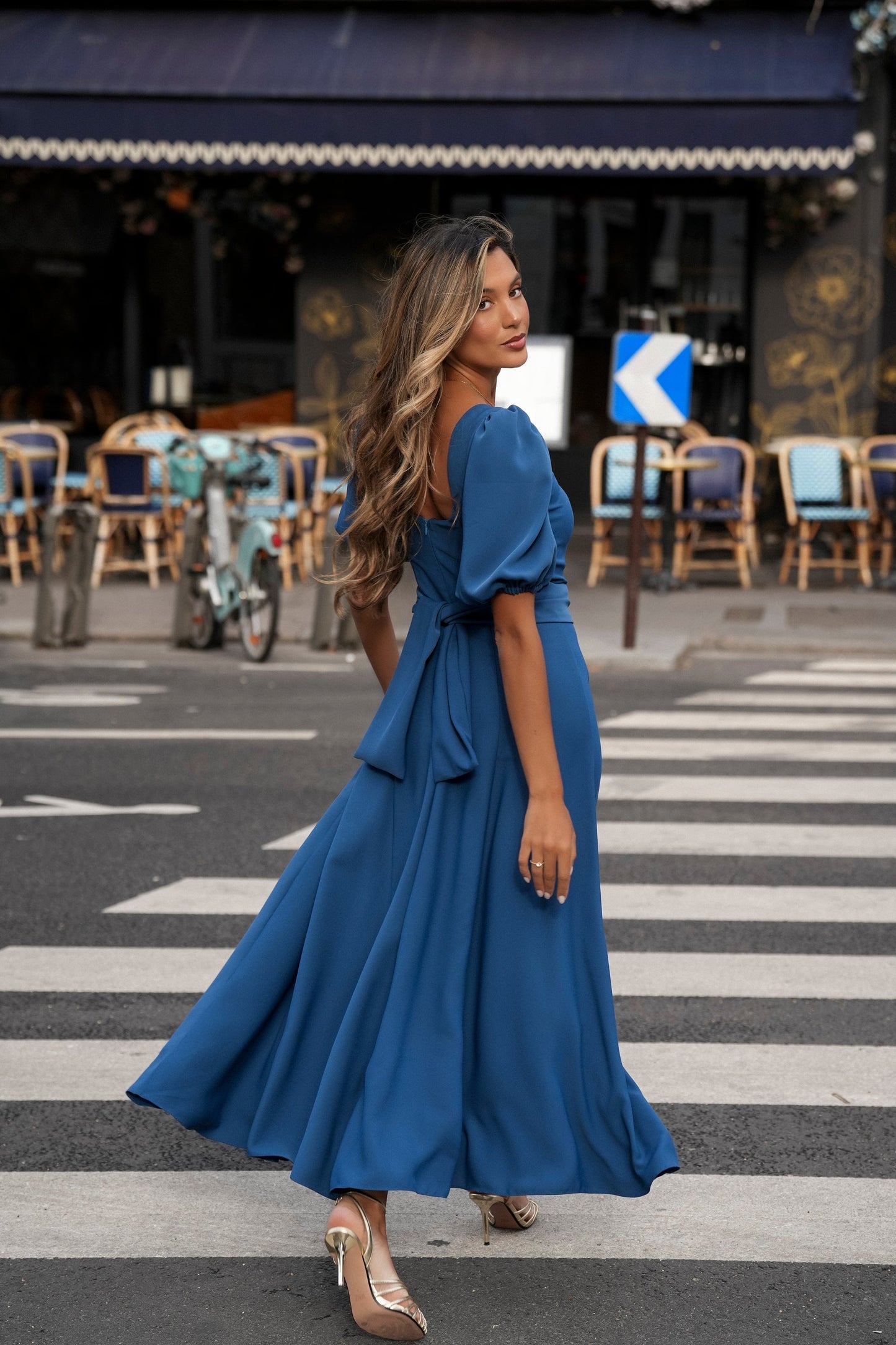 VESTIDO CAMILLE AZUL PETRÓLEO