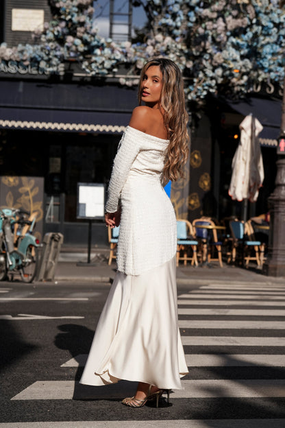 VESTIDO FIONA M/LARGA BEIGE TWEED