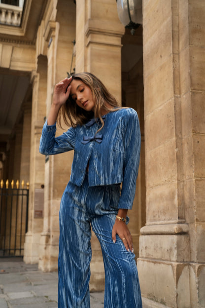 SET OLIVIA TERCIOPELO AZUL