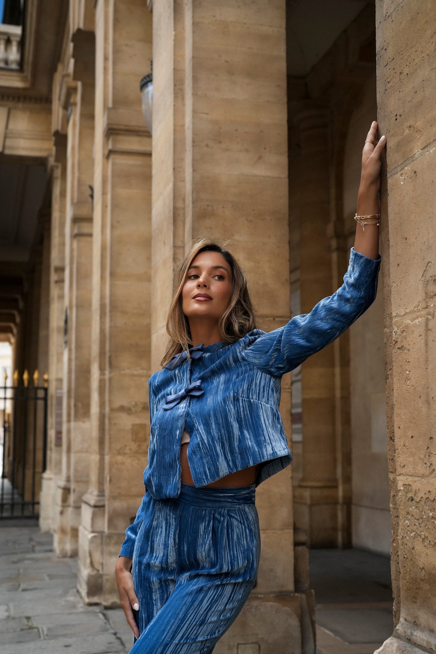 SET OLIVIA TERCIOPELO AZUL
