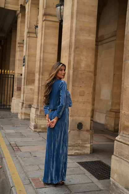 SET OLIVIA TERCIOPELO AZUL