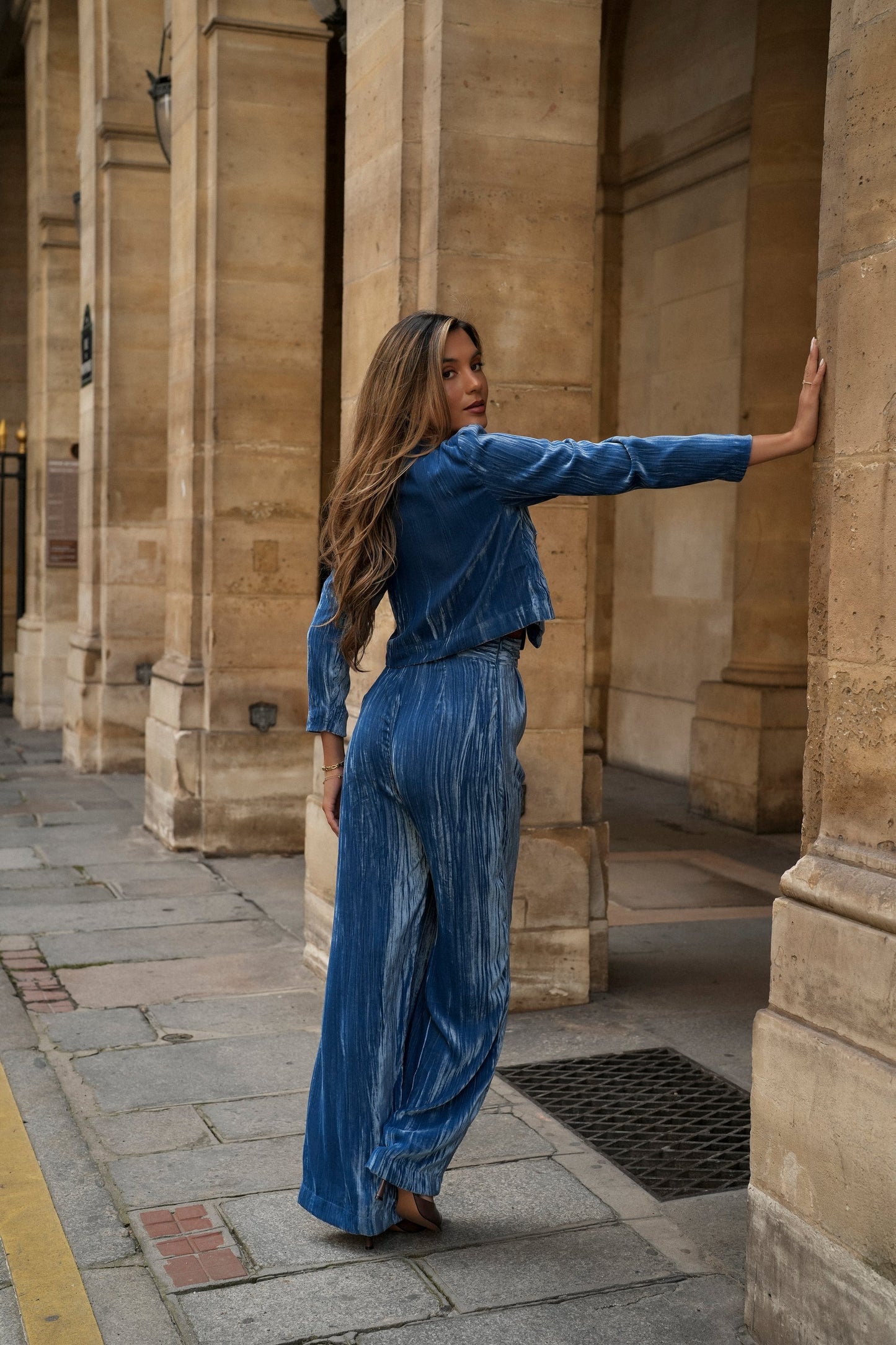 SET OLIVIA TERCIOPELO AZUL