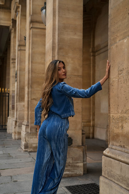 SET OLIVIA TERCIOPELO AZUL