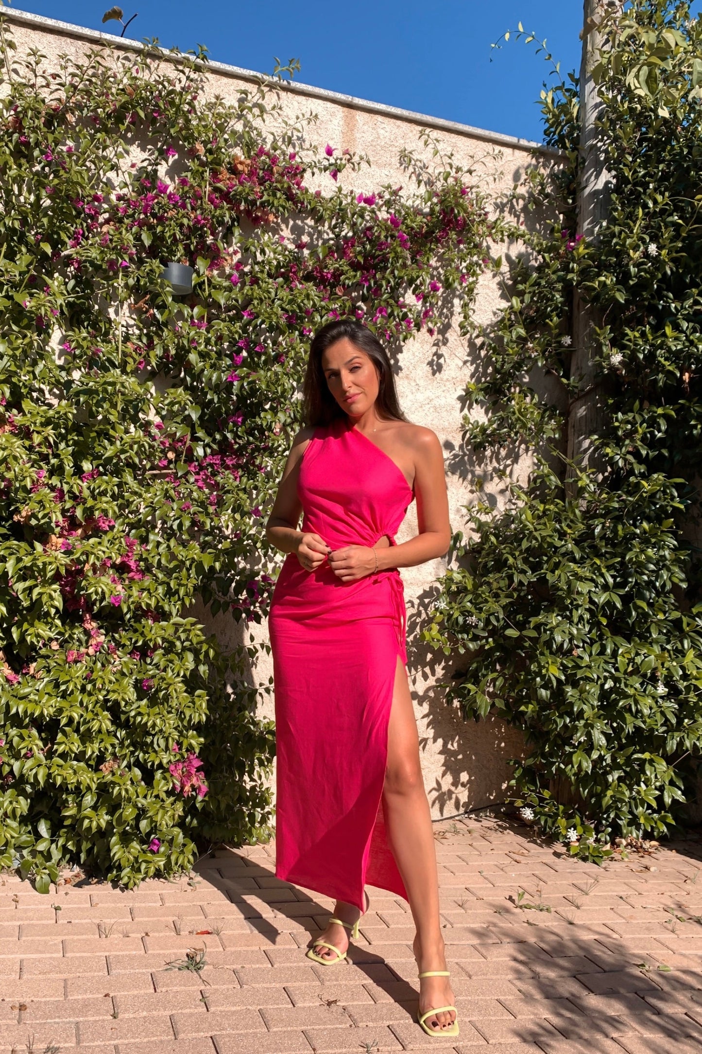 VESTIDO MELBOURNE LINO ROSA